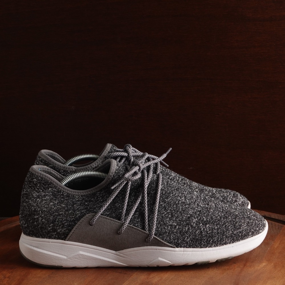 Vessi Athletic Sneakers Mens SZ 12 Gray Cityscape Waterproof Knit Walking Shoes
